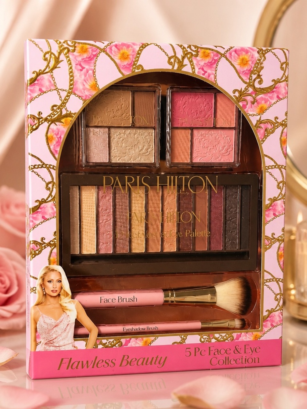 Paris Hilton Flawless Beauty 5 Pc Face & Eye Makeup Collection Gift Set NIB
